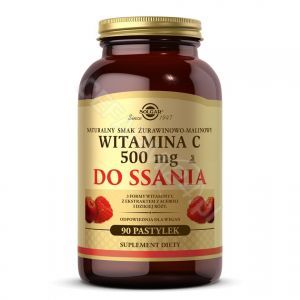 Solgar Witamina C 500 mg x 90 pastylek do ssania o  smaku żurawinowo-malinowym