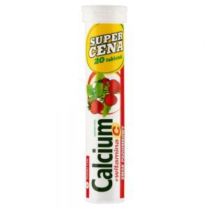Calcium 300 mg + vit.C x 20 tabletek musujących -  smak poziomkowy